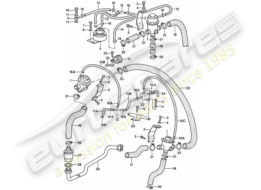 porsche 911 (1985) air injection part diagram