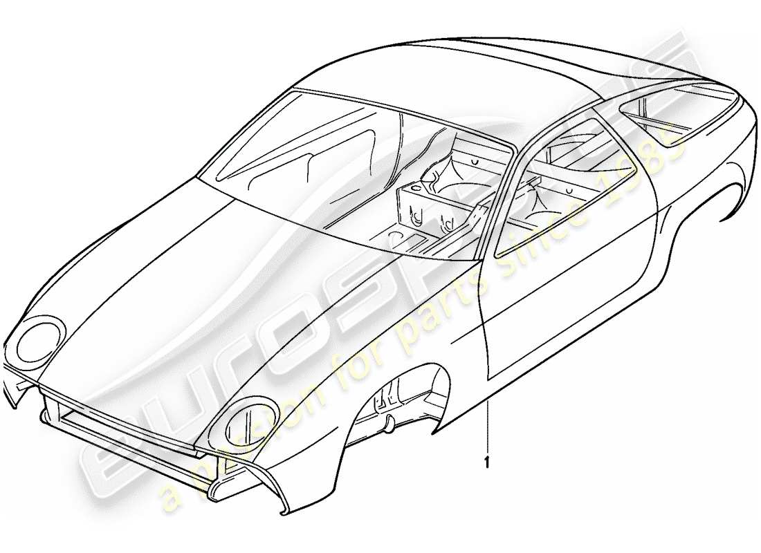 porsche 928 (1983) car body - primed - sealed - underbody protection - sprayed with filler part diagram