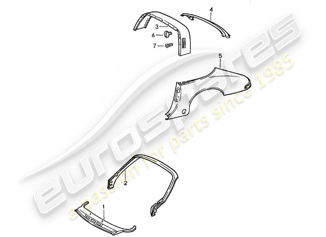 porsche 911 (1983) exterior panelling - to fit use workshop material part diagram