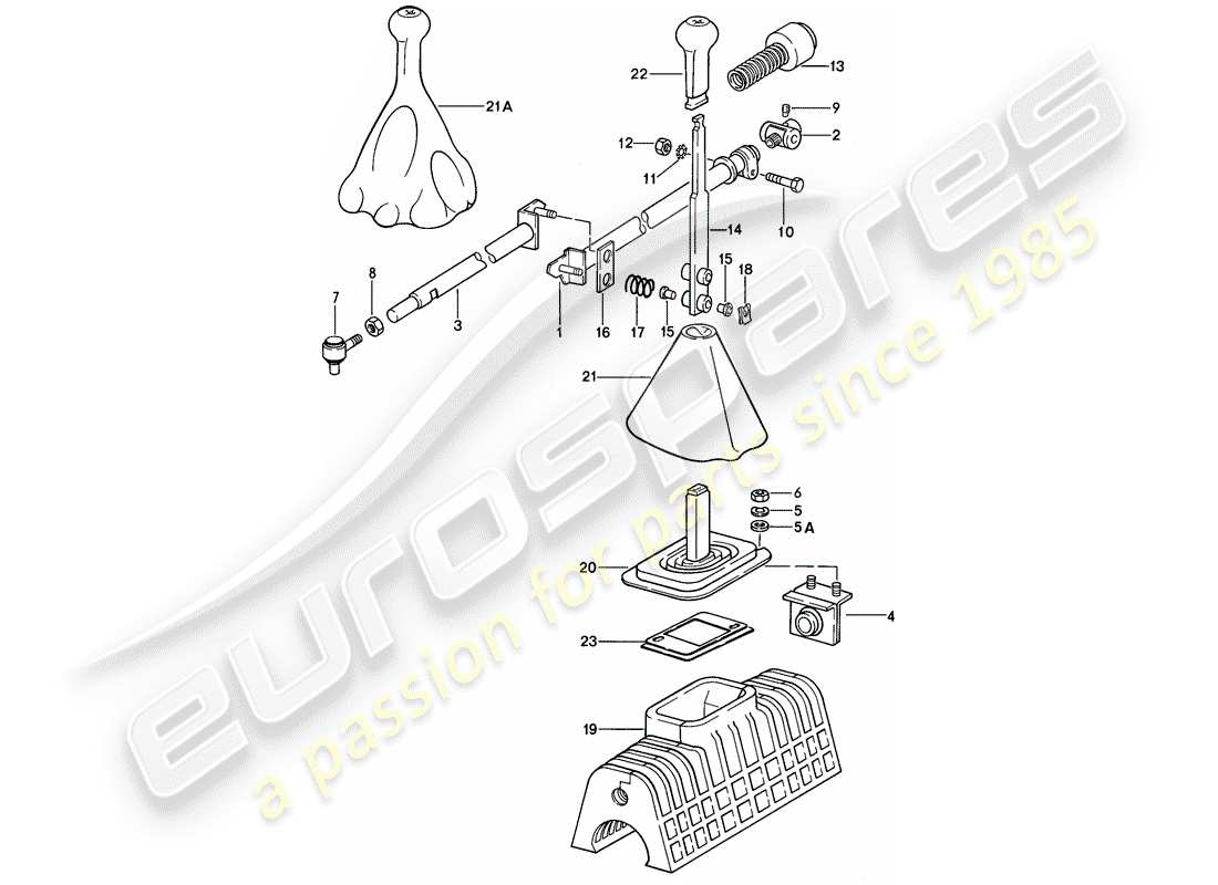 porsche 928 (1981) shift mechanism - manual gearbox parts diagram