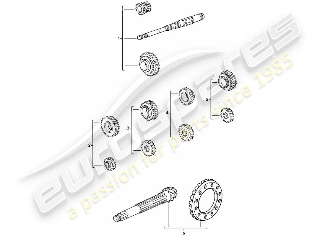 porsche 924 (1984) gear wheel sets - manual gearbox - g31.01/02/03 part diagram