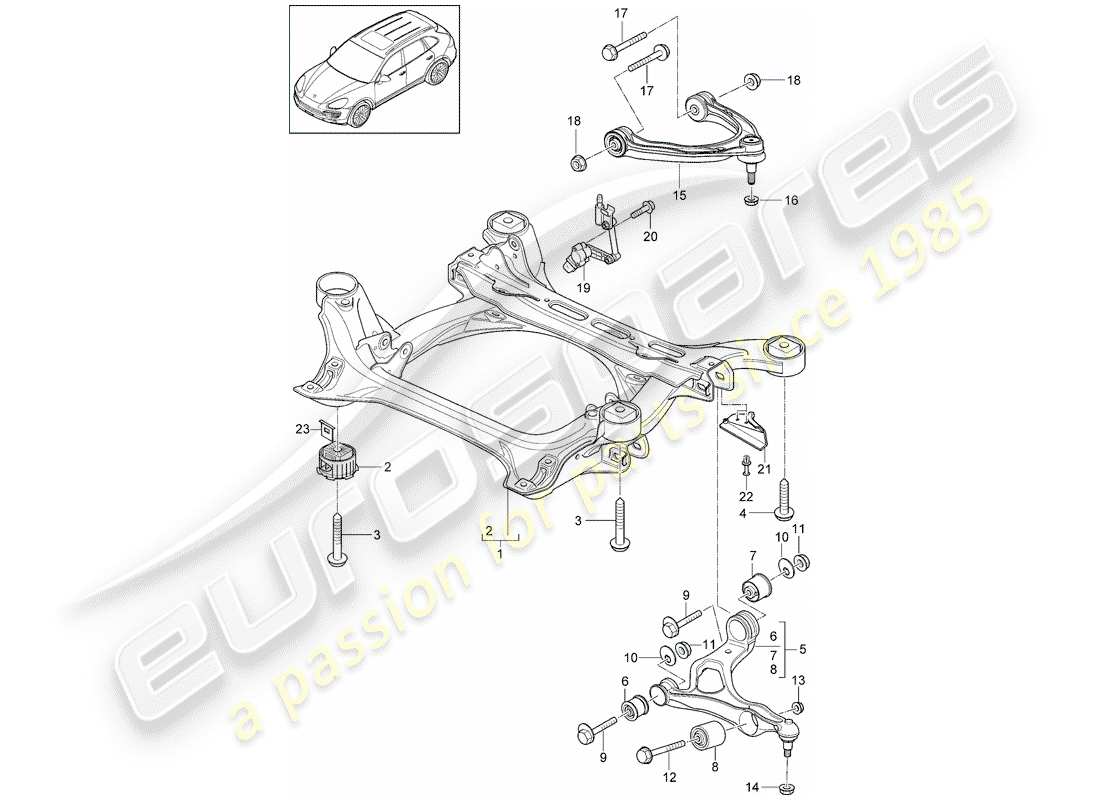 porsche cayenne e2 (2014) sub-frame part diagram