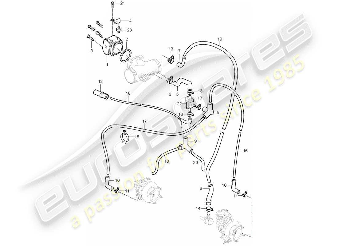 porsche 997 t/gt2 (2007) throttle body part diagram