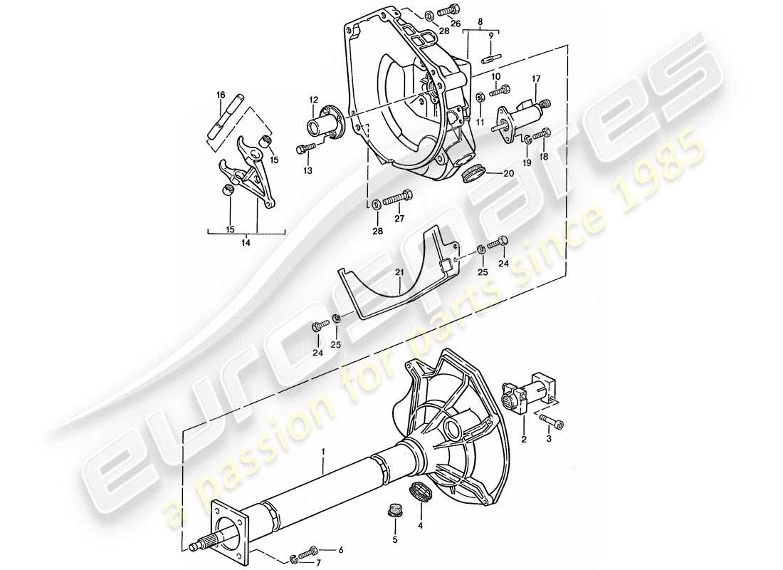 porsche 944 (1991) central tube - for - manual gearbox parts diagram