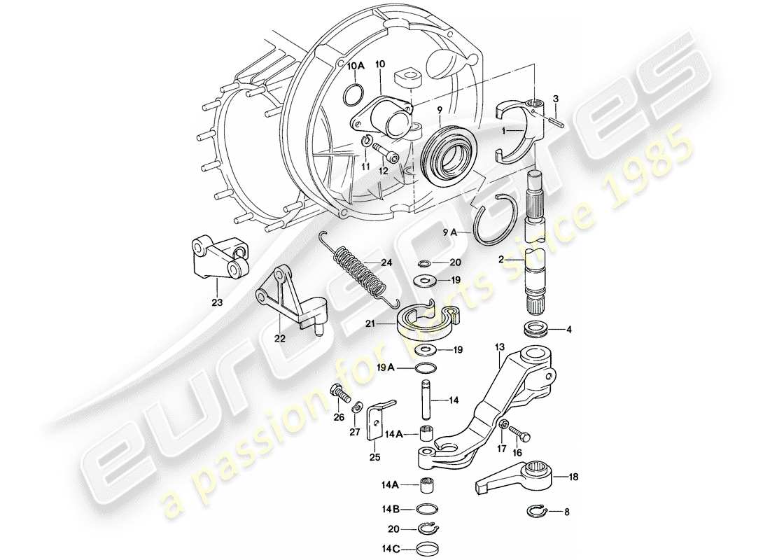 porsche 911 (1985) clutch release part diagram