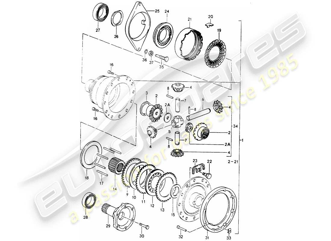 porsche 964 (1990) differential part diagram