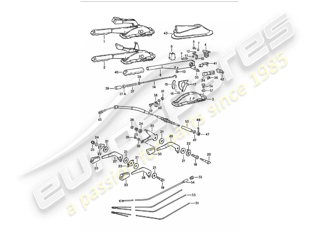 porsche 911 (1981) hand brake lever - operating lever - for - heater part diagram