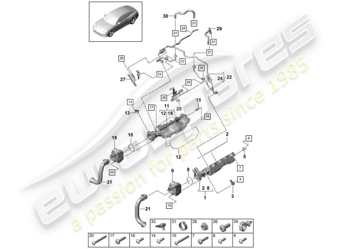 porsche panamera 971 (2017) intake pipe part diagram