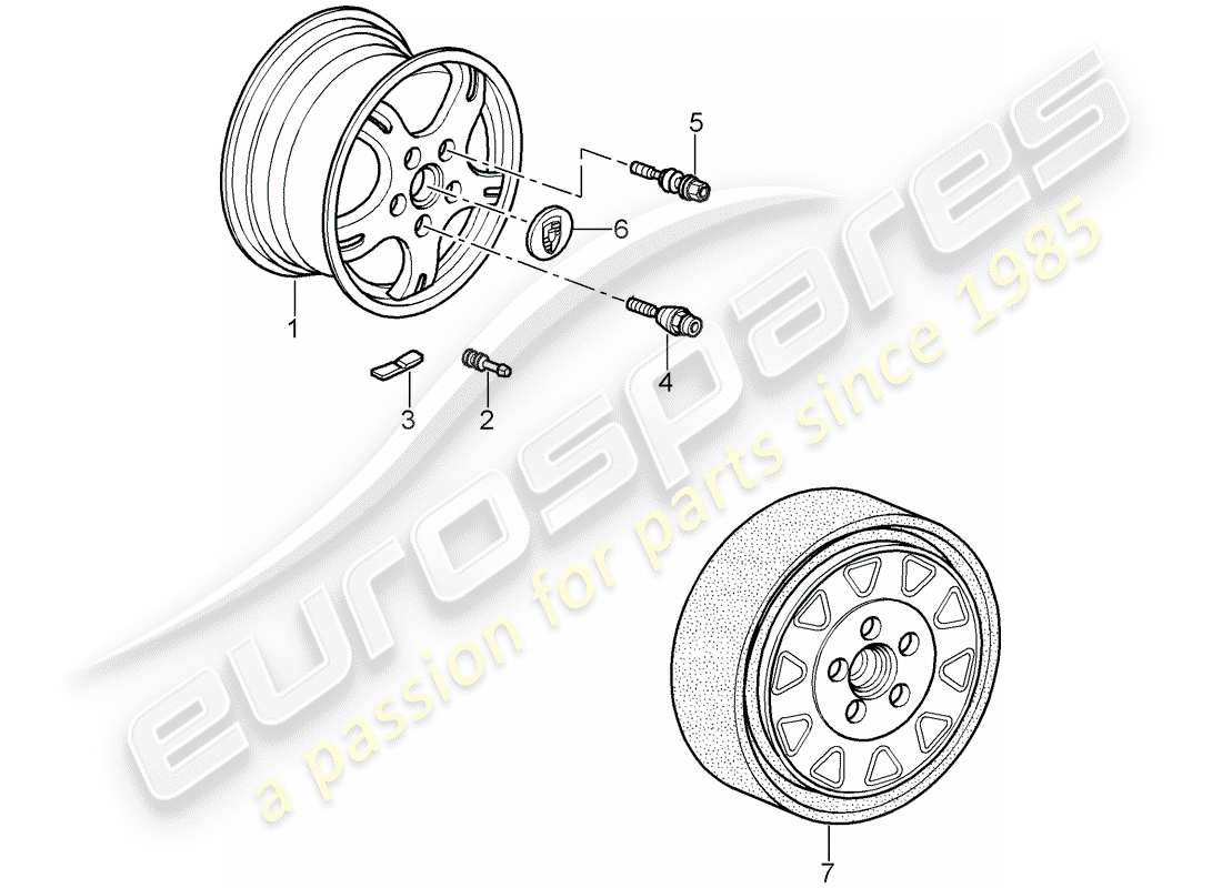 porsche cayman 987 (2006) wheels part diagram