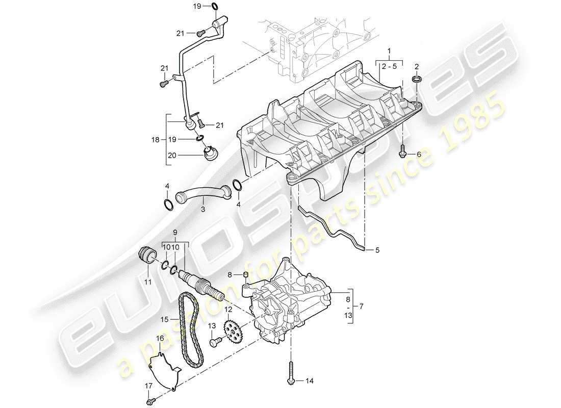 porsche cayenne (2009) oil baffle plate part diagram