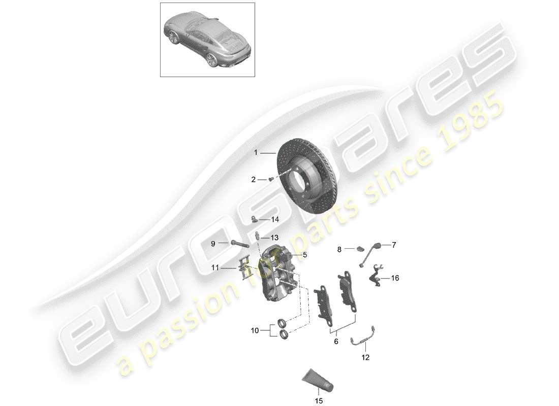 porsche 991 turbo (2017) disc brakes parts diagram