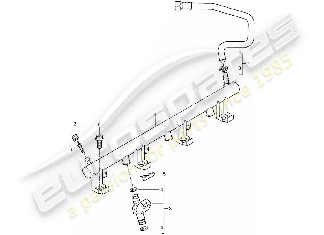 porsche cayenne (2004) fuel collection pipe parts diagram