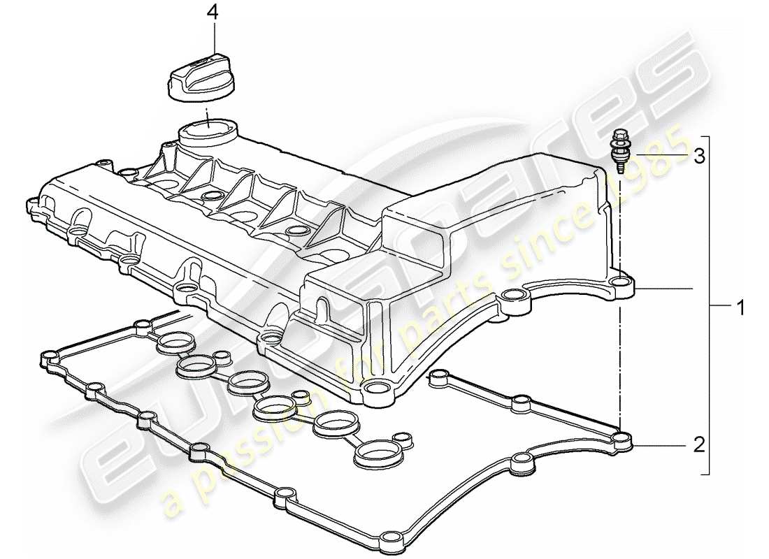 porsche cayenne (2008) valve cover part diagram