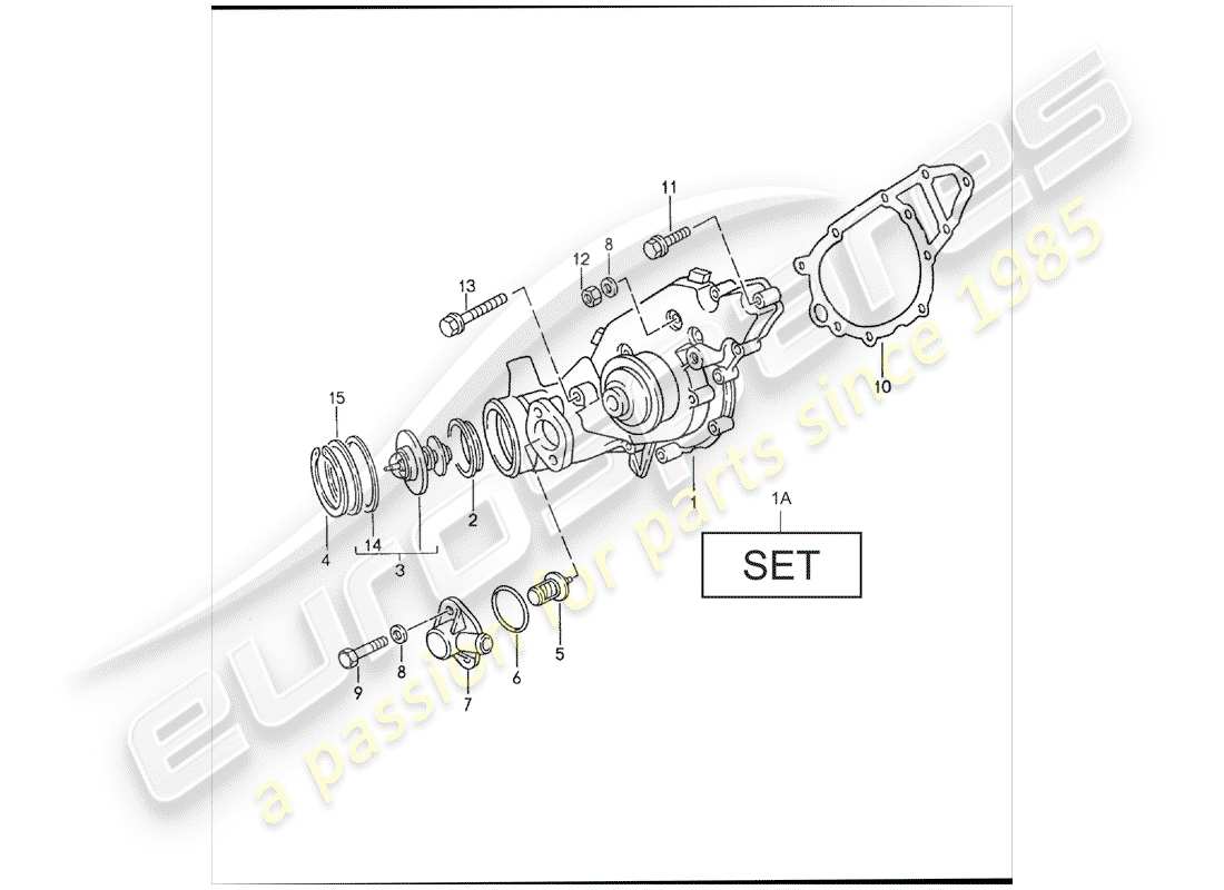 porsche 944 (1990) water pump parts diagram