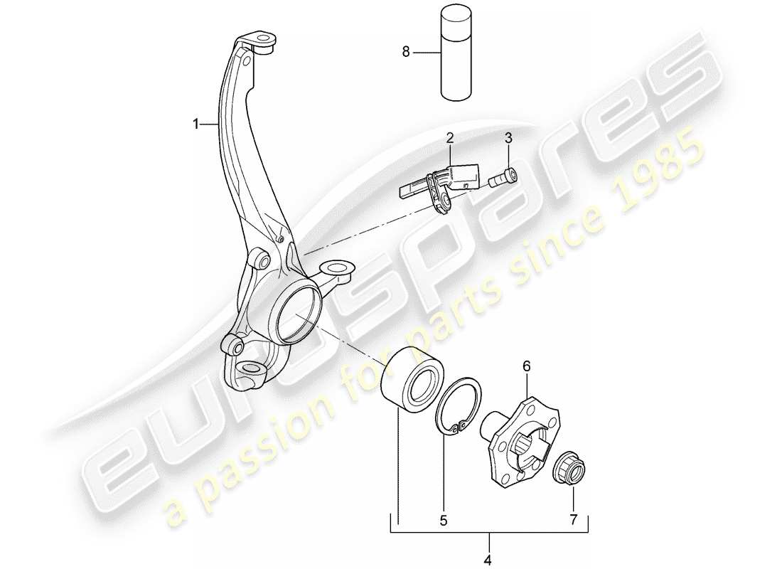 porsche cayenne (2007) pivot bearing parts diagram