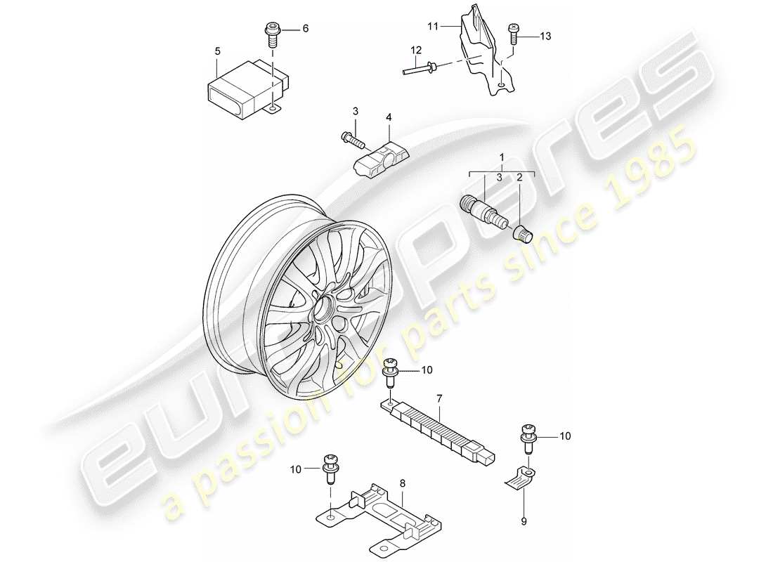 porsche cayenne (2004) tire pressure control system part diagram