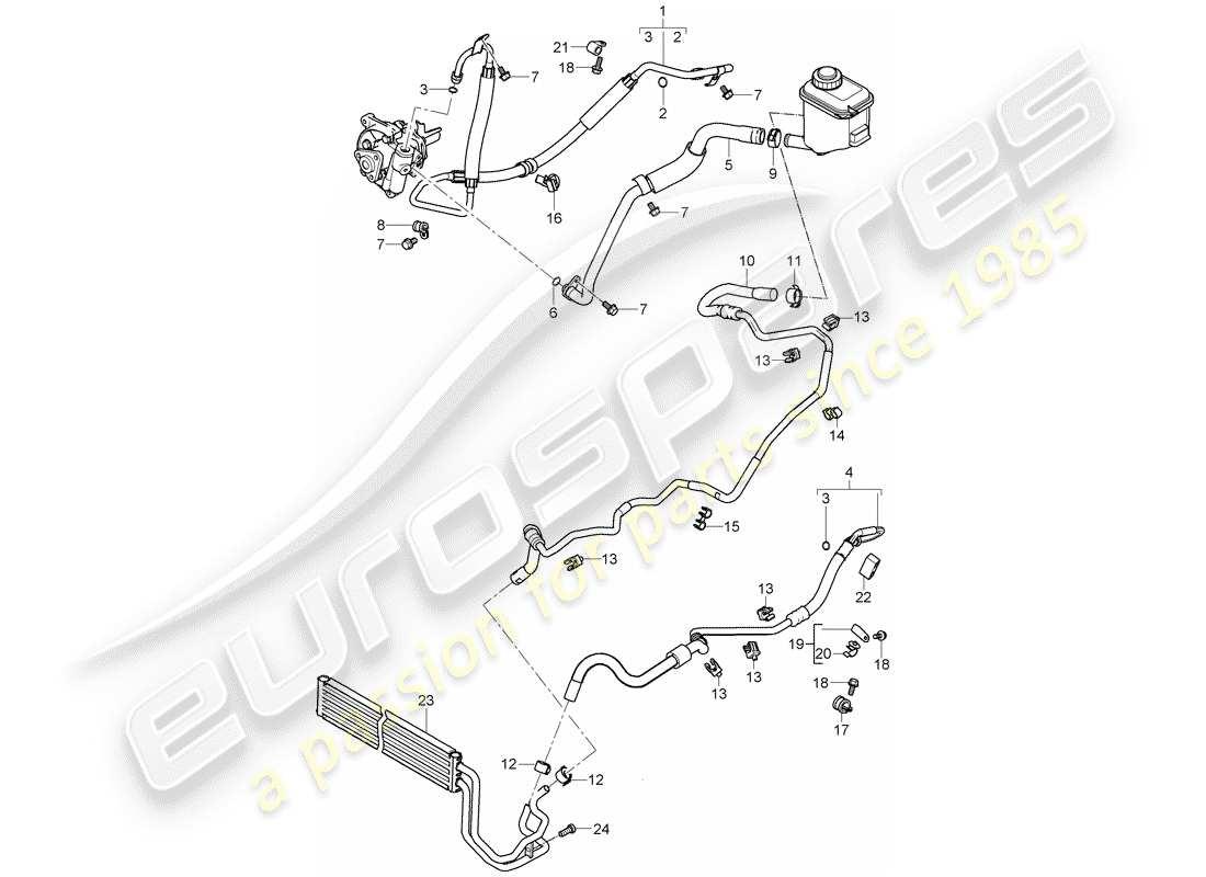 porsche cayenne (2007) power steering parts diagram