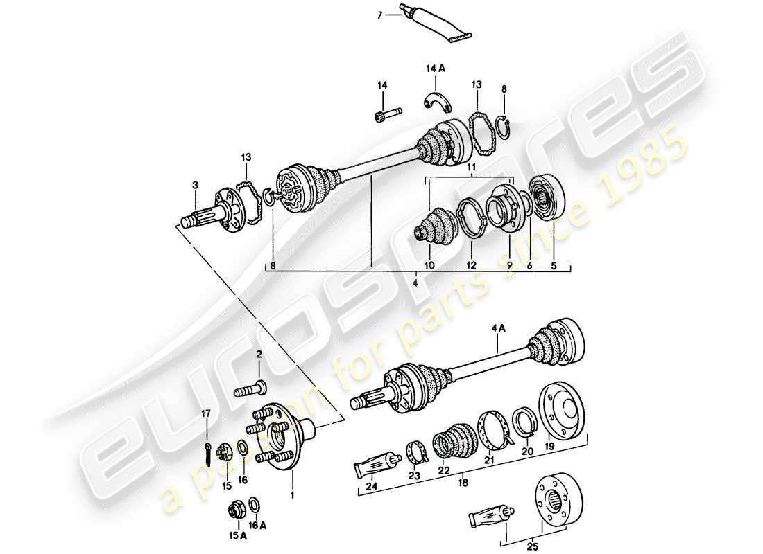 porsche 1985 (911) drive shaft parts diagram