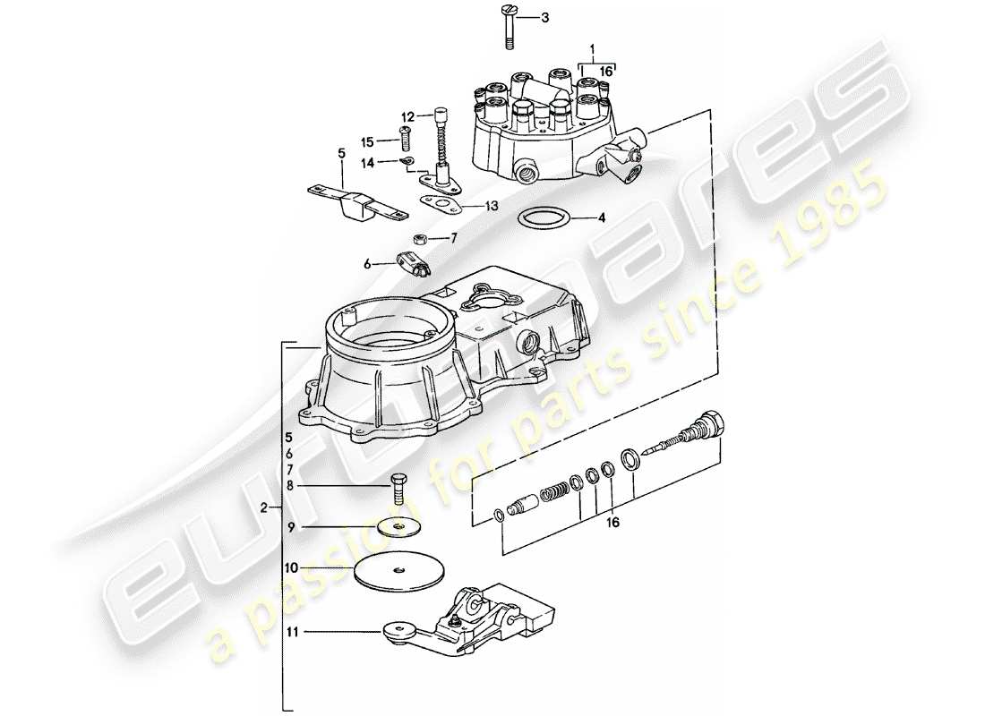 porsche 911 (1983) mixture control unit parts diagram