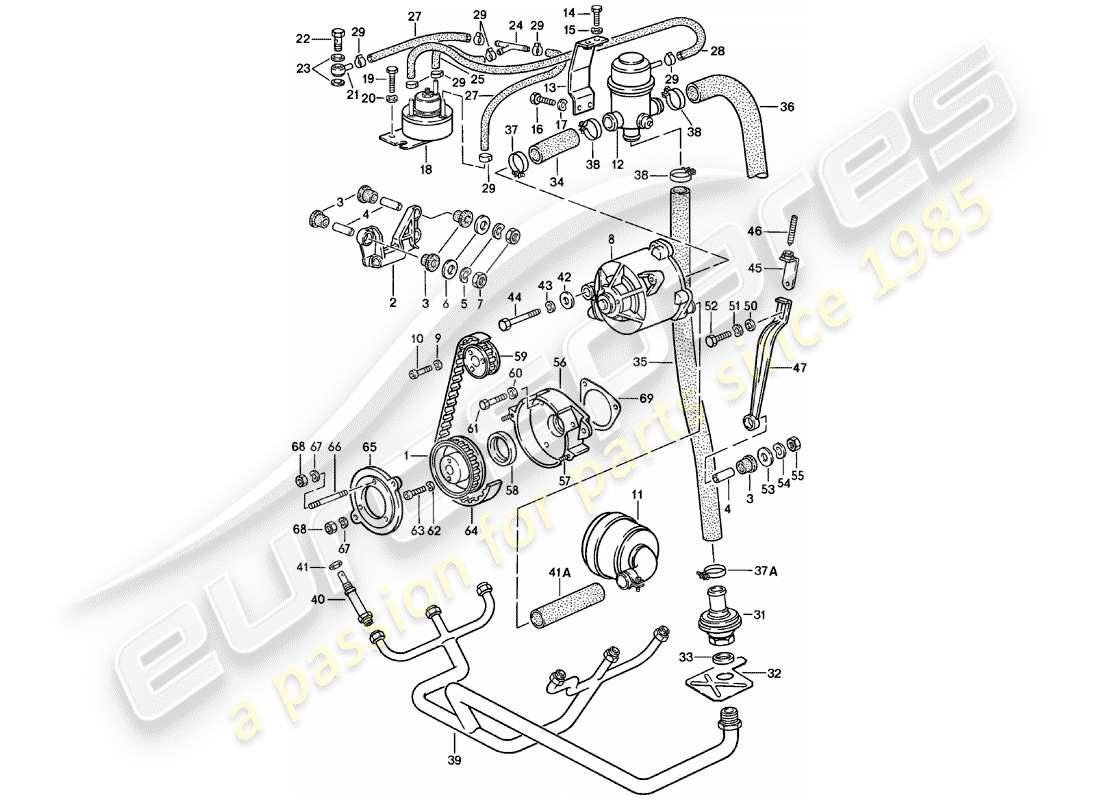 porsche 911 (1983) air injection parts diagram