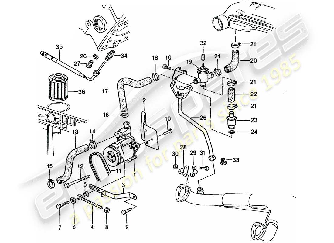 porsche 928 (1993) air injection - for vehicles with - catalyst part diagram