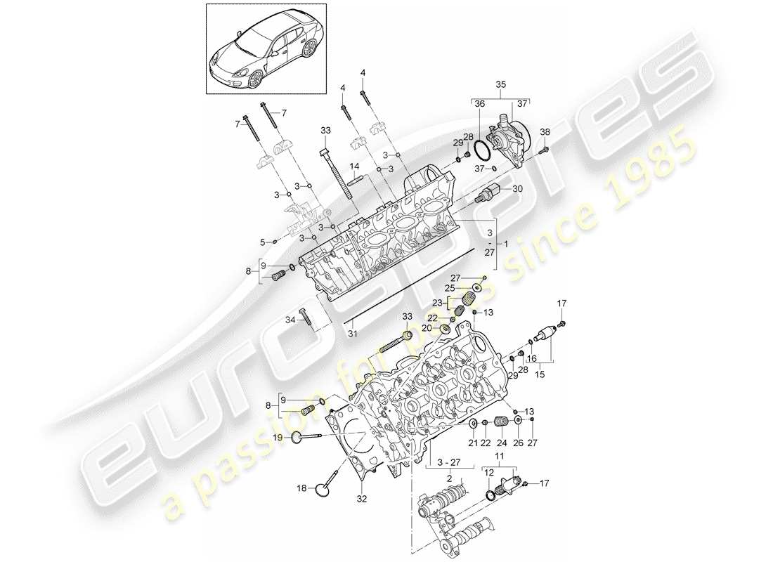 porsche panamera 970 (2016) cylinder head part diagram