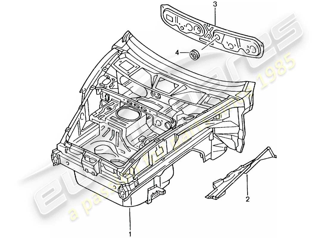 porsche 996 t/gt2 (2004) front end parts diagram