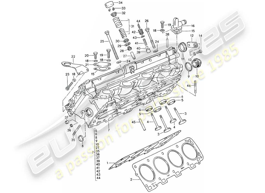 porsche 928 (1993) cylinder head - repair set for maintenance - see illustration: part diagram