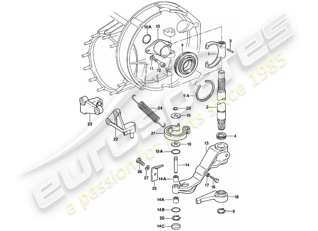 porsche 911 (1983) clutch release parts diagram