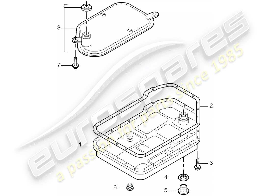 porsche boxster 986 (1997) tiptronic - - oil filter - oil pan part diagram