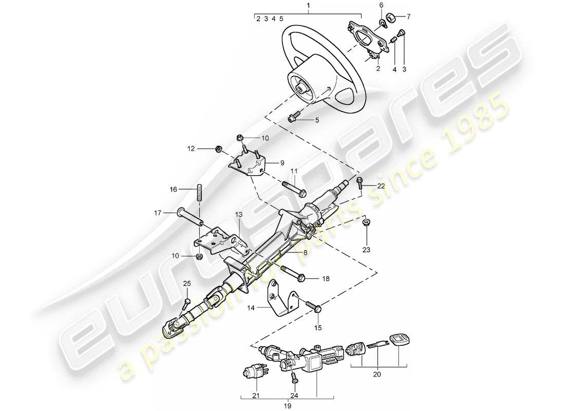 porsche carrera gt (2006) steering wheels - steering column - intermediate steering shaft part diagram