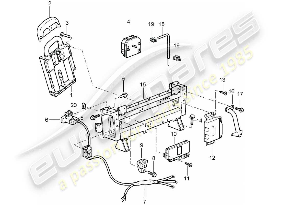 porsche 996 (2004) roll bar parts diagram