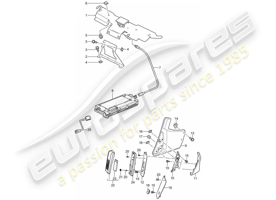 porsche 997 t/gt2 (2007) telephone parts diagram