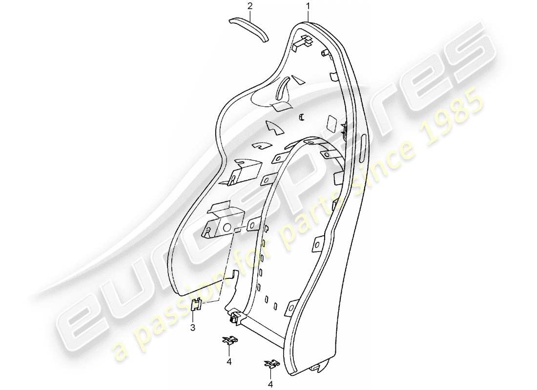 porsche 996 gt3 (2001) backrest shell - sports seat part diagram