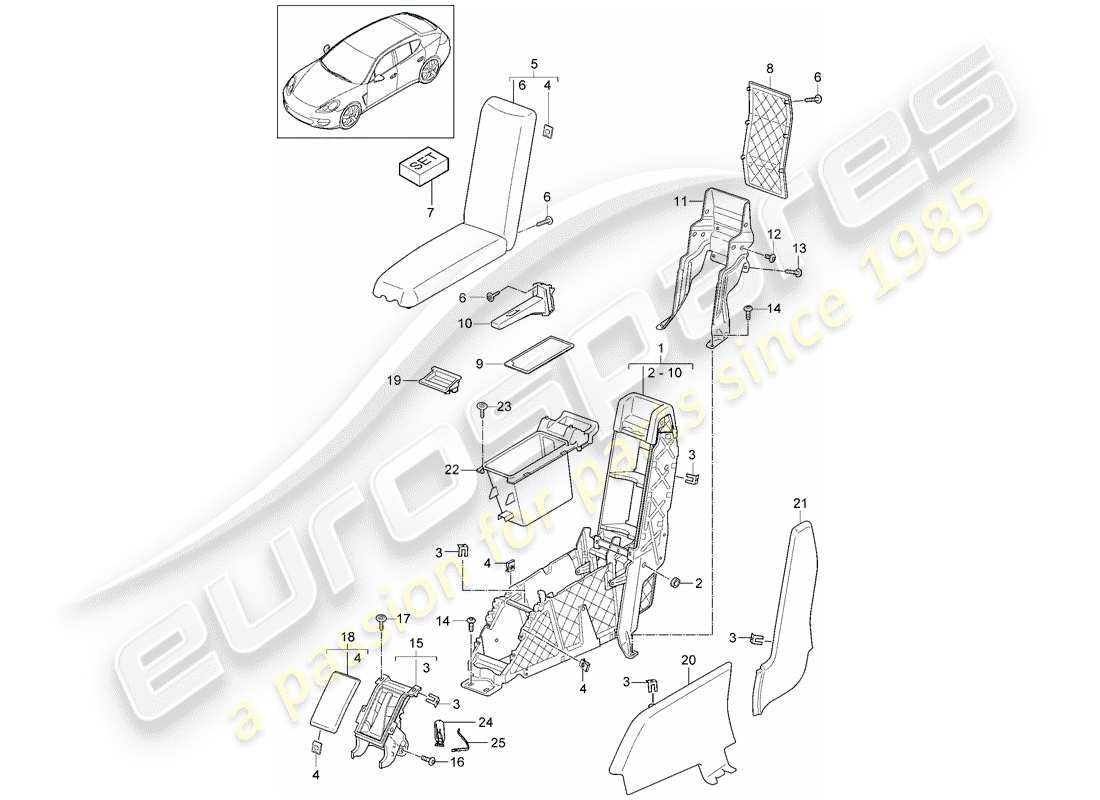 porsche panamera 970 (2016) center console parts diagram