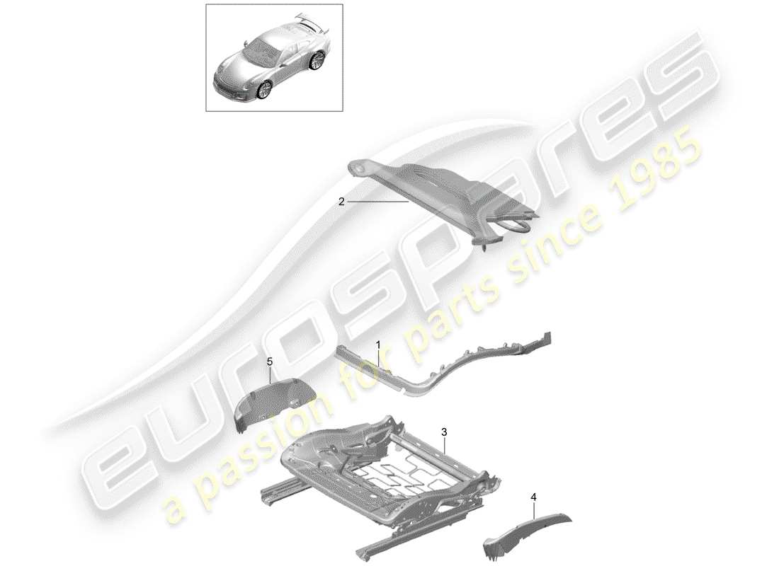 porsche 991r/gt3/rs (2017) padding for seat part diagram