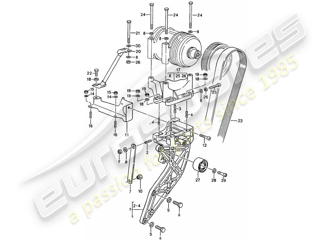 porsche 964 (1994) compressor - mounting - driving mechanism part diagram
