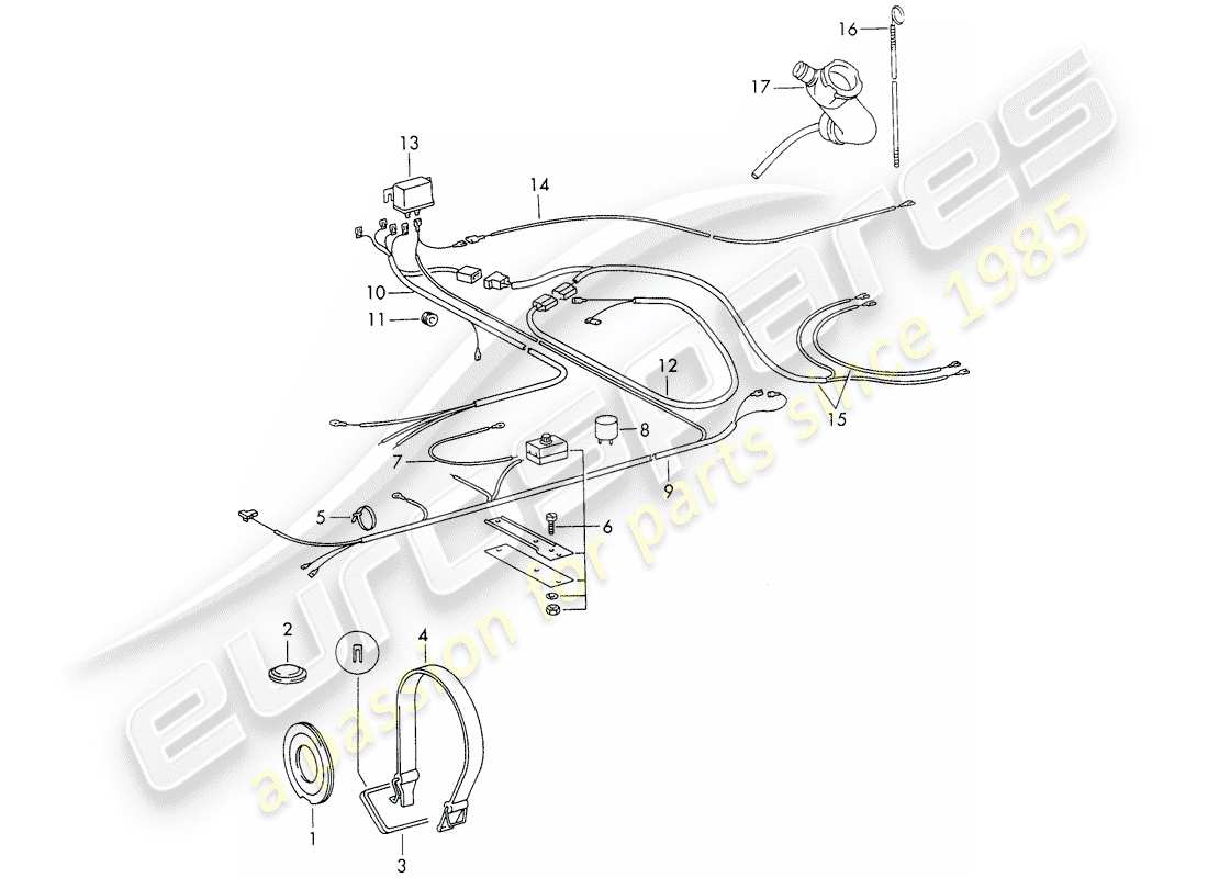 porsche 911/912 (1967) air conditioner - electrical components - accessories part diagram