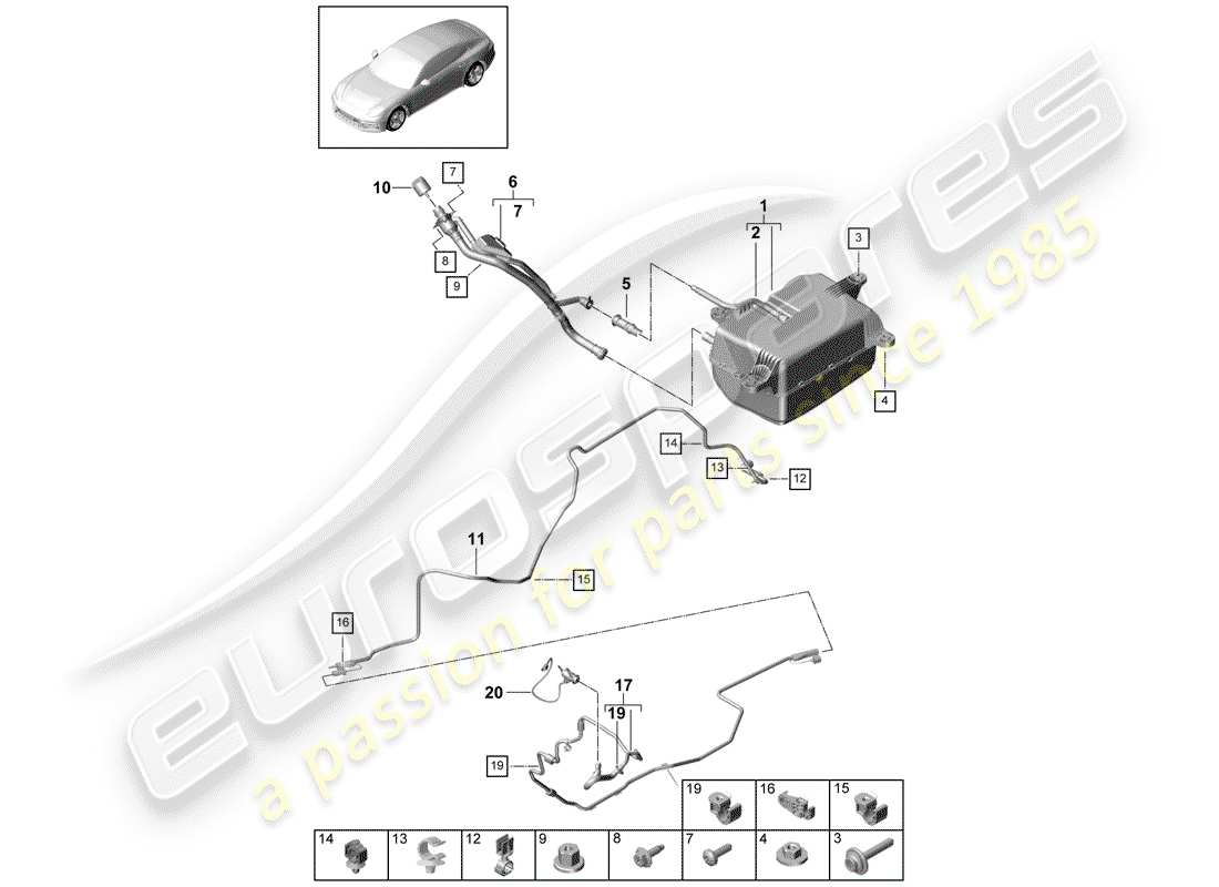 porsche panamera 971 (2019) ex. emission control system parts diagram