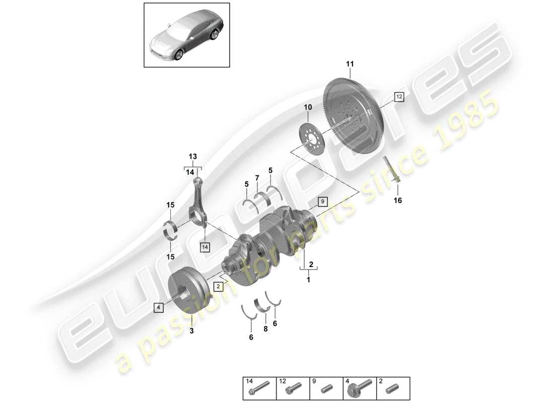 porsche panamera 971 (2019) crankshaft part diagram
