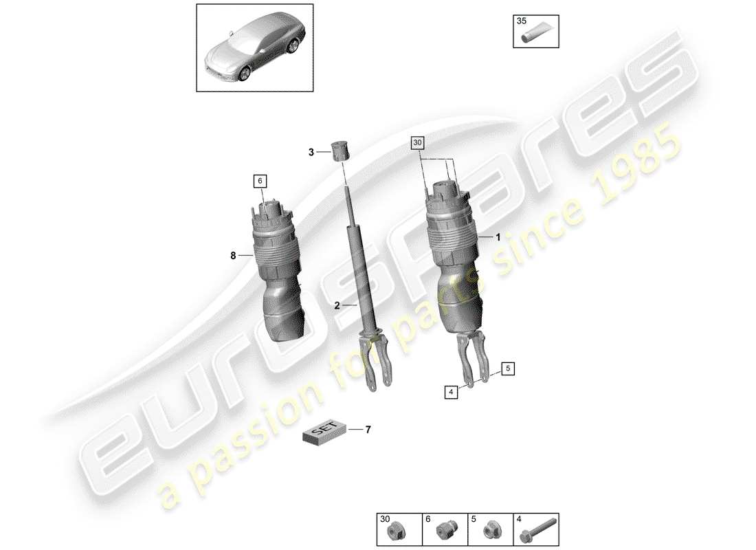 porsche panamera 971 (2019) air spring parts diagram