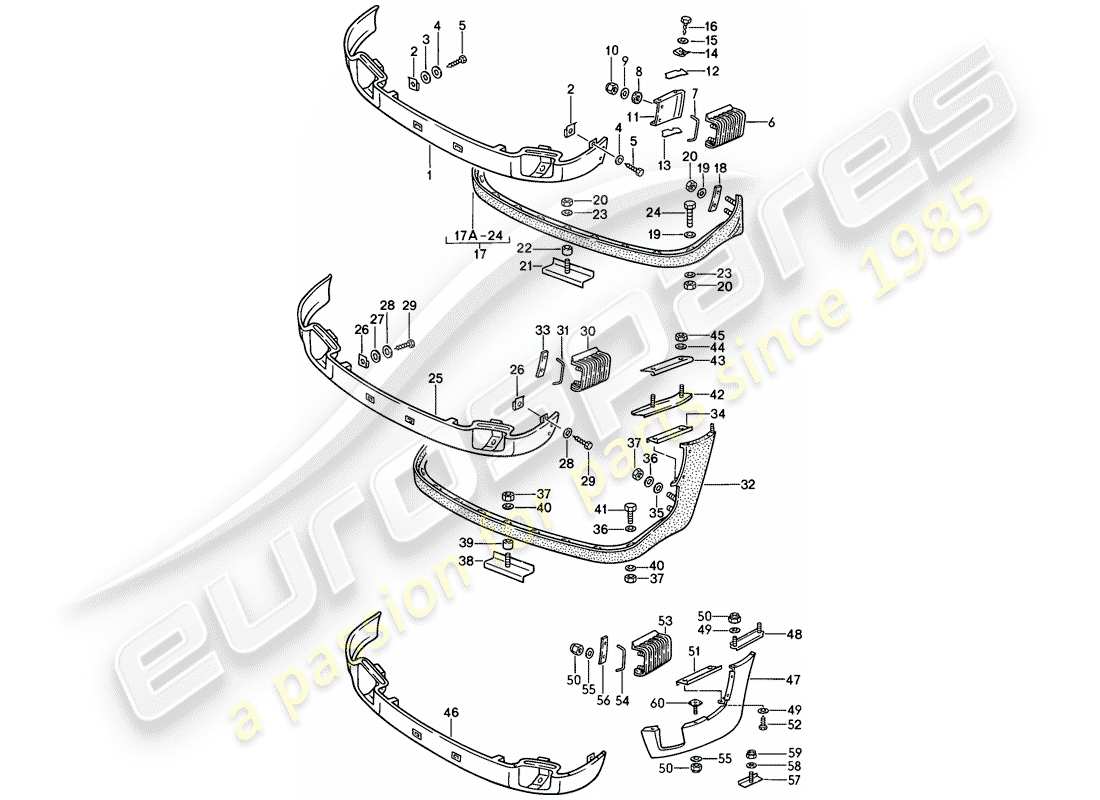 porsche 911 (1985) cover for bumper - front spoiler - carrera part diagram