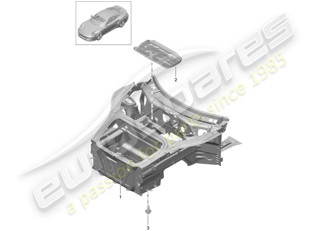 porsche 991 turbo (2020) front end parts diagram