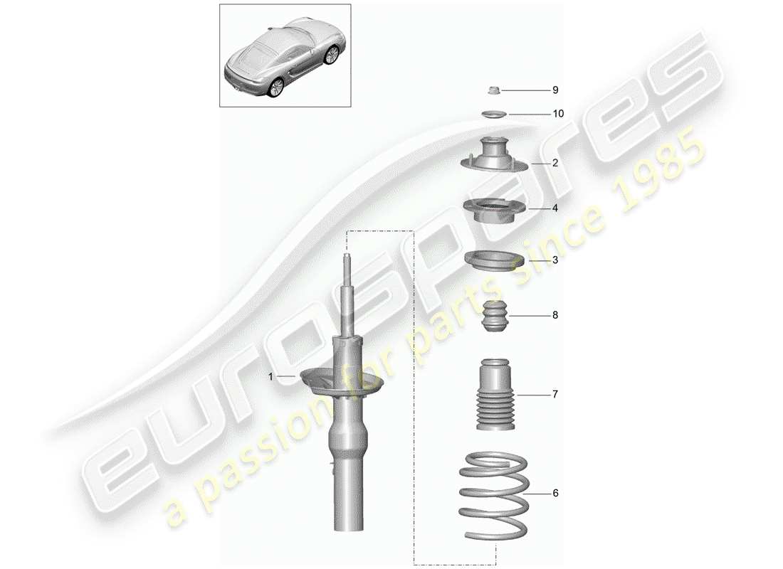porsche cayman 981 (2014) shock absorber parts diagram