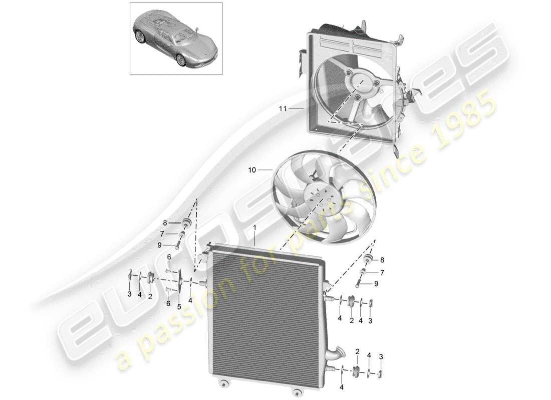 porsche 918 spyder (2015) engine lubrication parts diagram