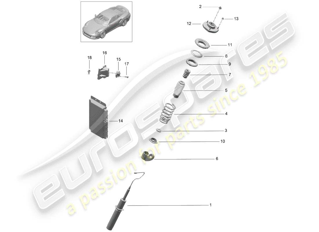 porsche 991 turbo (2014) suspension parts diagram