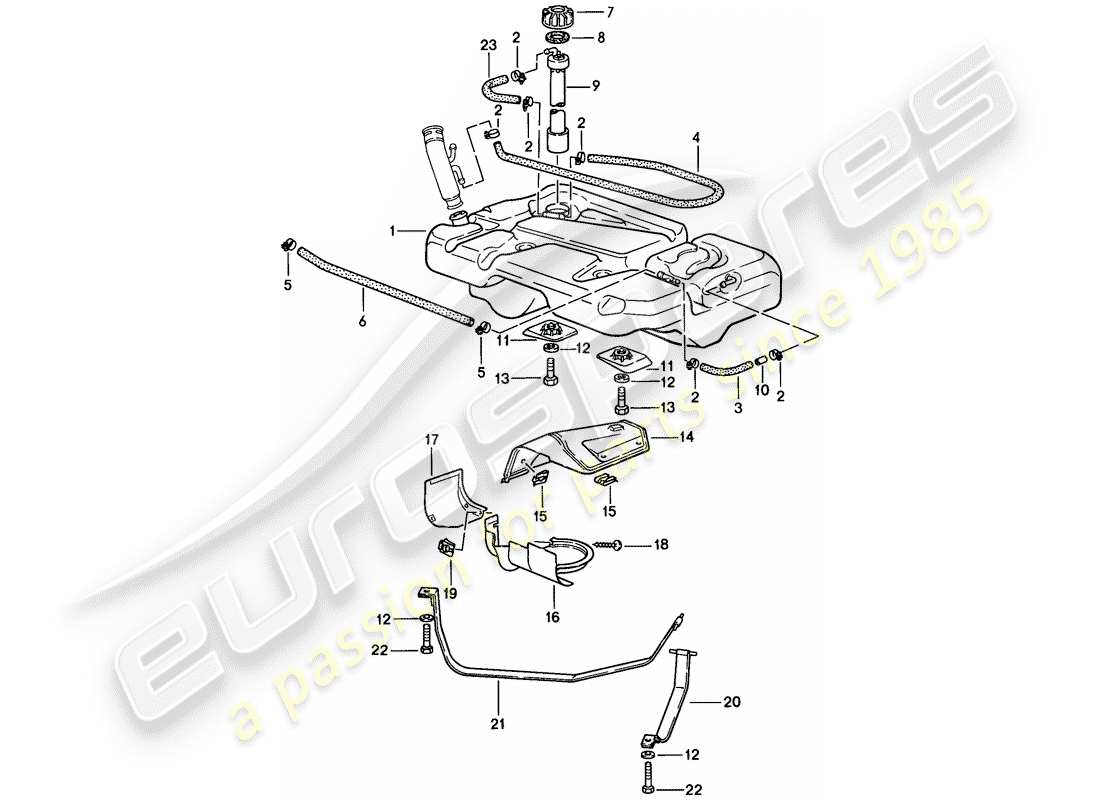 porsche 944 (1988) fuel tank parts diagram