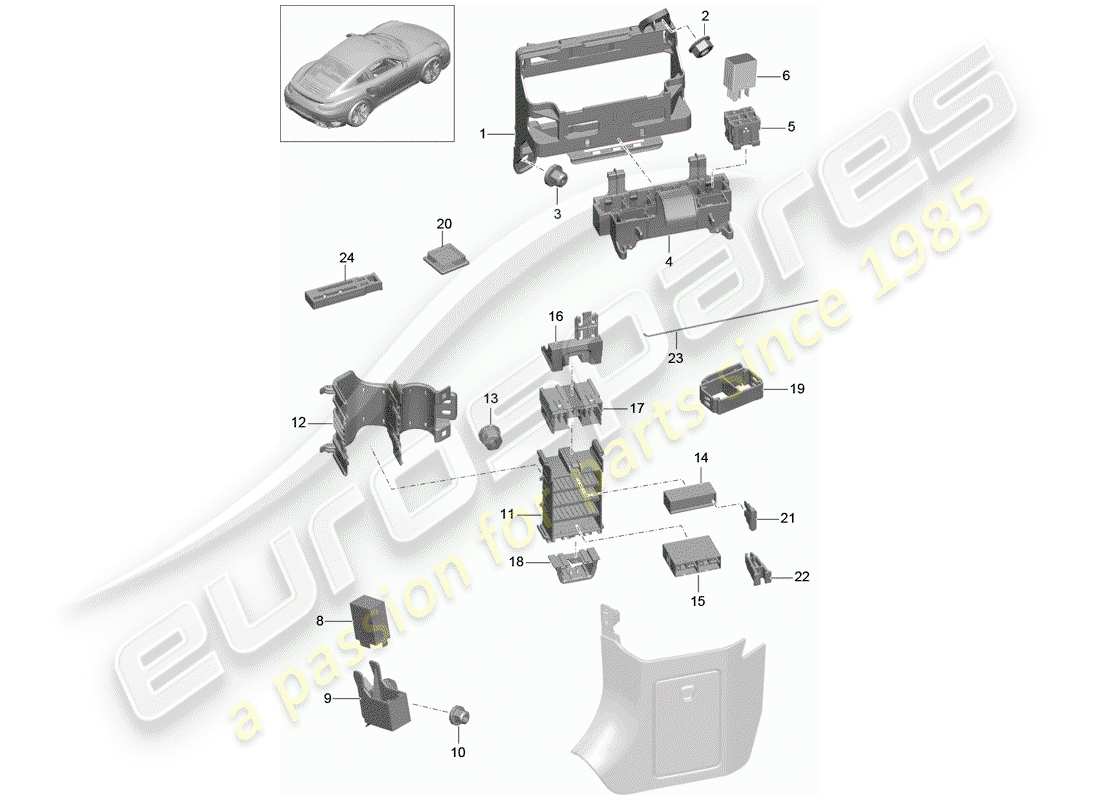 porsche 991 t/gt2rs fuse box/relay plate part diagram