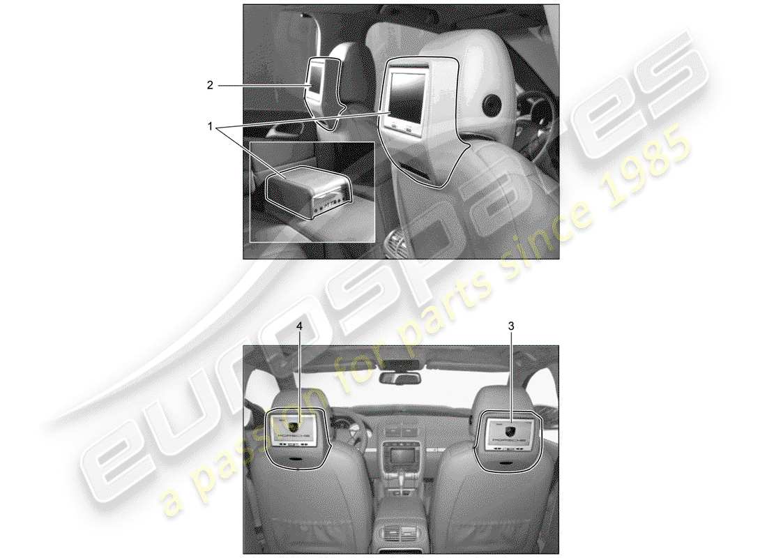 porsche tequipment cayenne (2016) rear seat entertainment system parts diagram