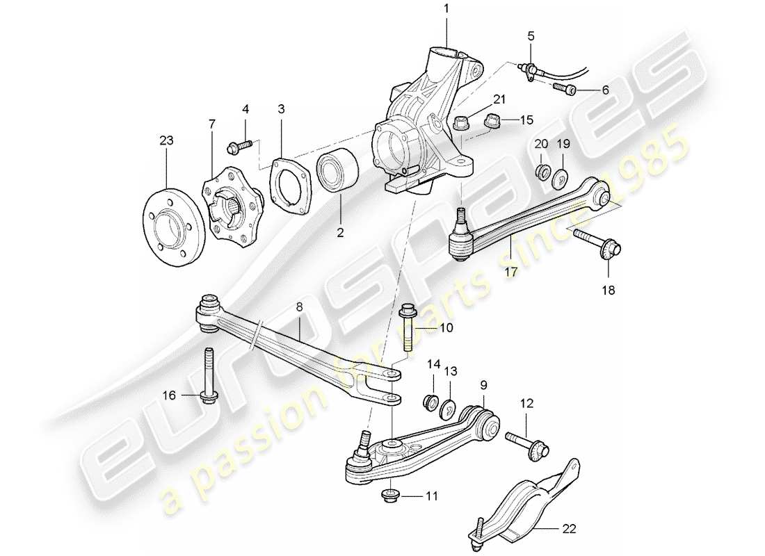 porsche boxster 987 (2006) rear axle parts diagram